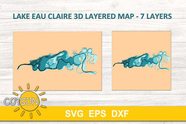 3D Layered Lake Eau Claire Depth Map SVG