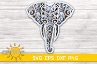 3D Layered Elephant Head SVG