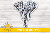 3D Layered Elephant Head SVG