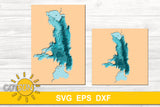 3D Layered Flathead Lake Depth Map SVG