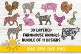 3D Layered Farmhouse Animals SVG bundle