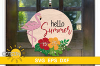 Hello Summer door hanger SVG | Flamingo door hanger svg