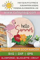 Hello Summer door hanger SVG | Flamingo door hanger svg