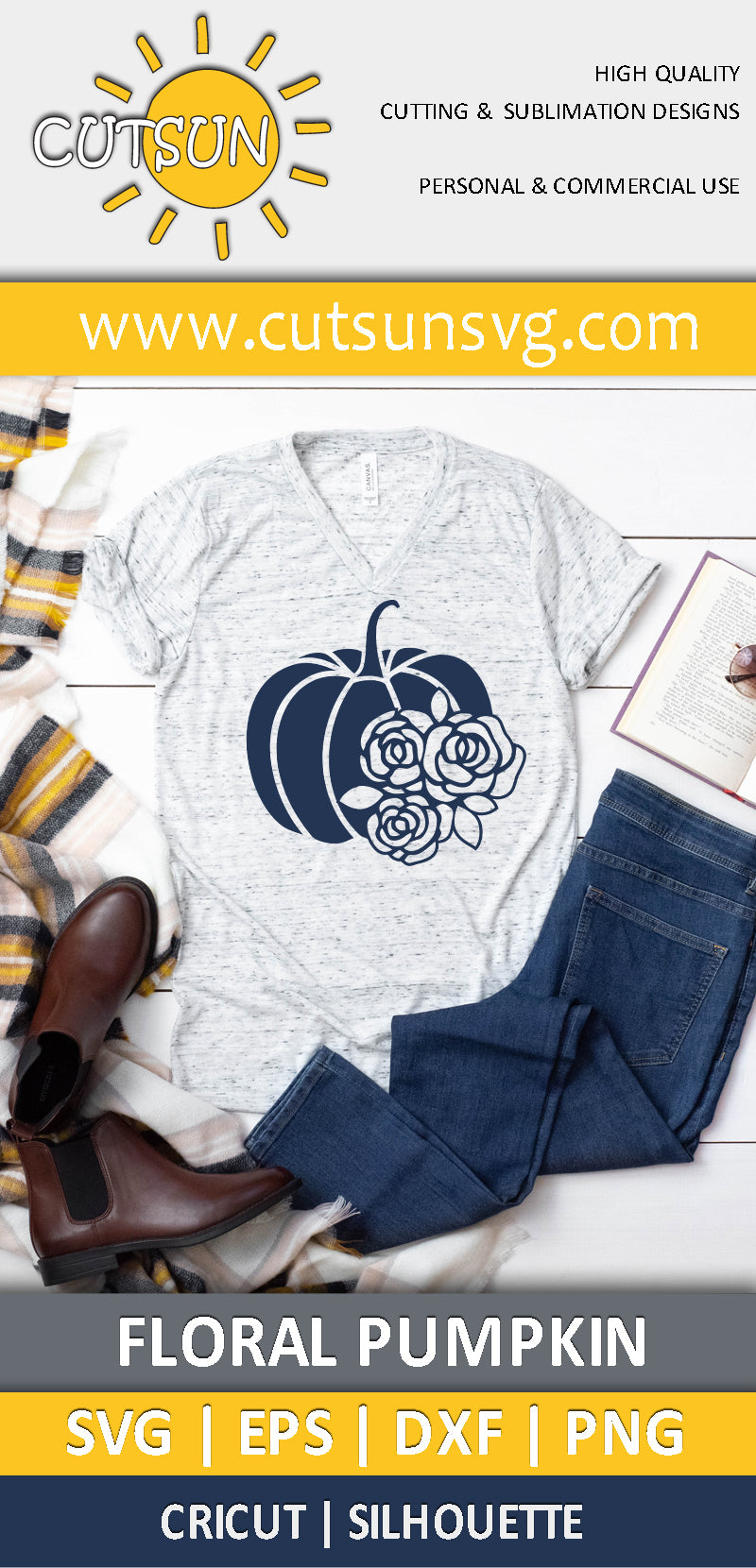 Floral pumpkin SVG