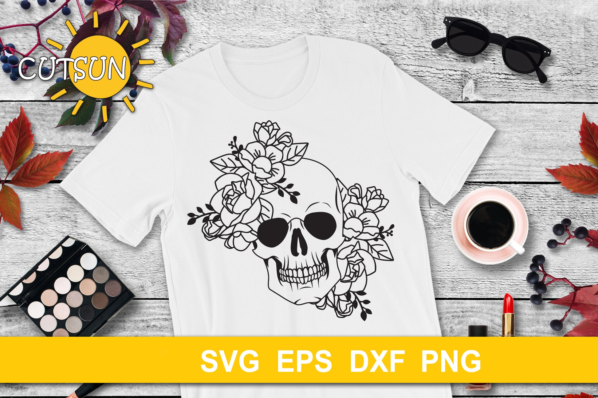 Floral Skull SVG