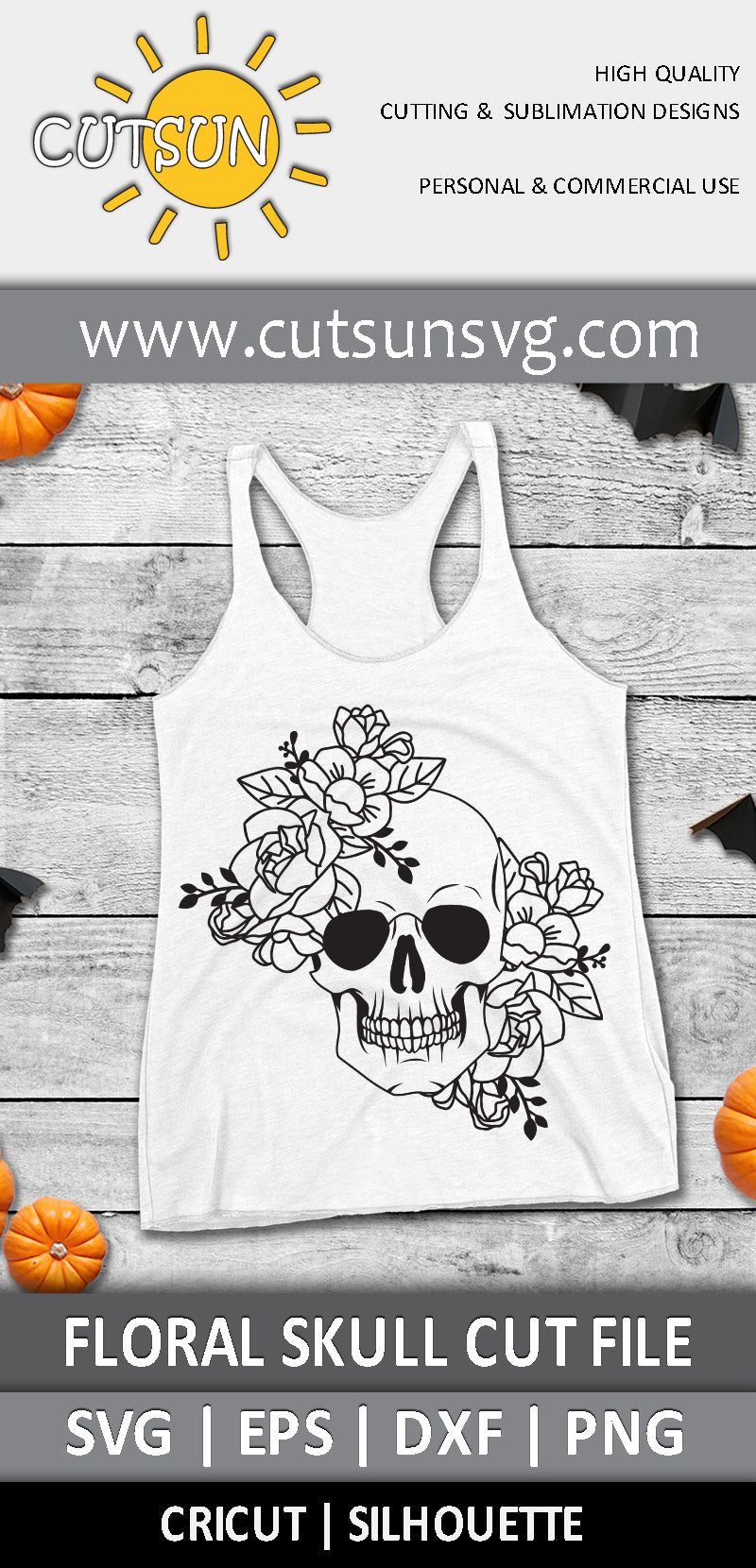 Floral Skull SVG
