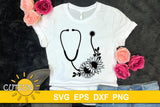 Stethoscope with Sunflowers SVG