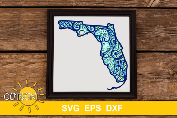 3D Layered Florida State Mandala SVG - 5 layers