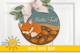 Sleeping Fox Hello Fall sign SVG