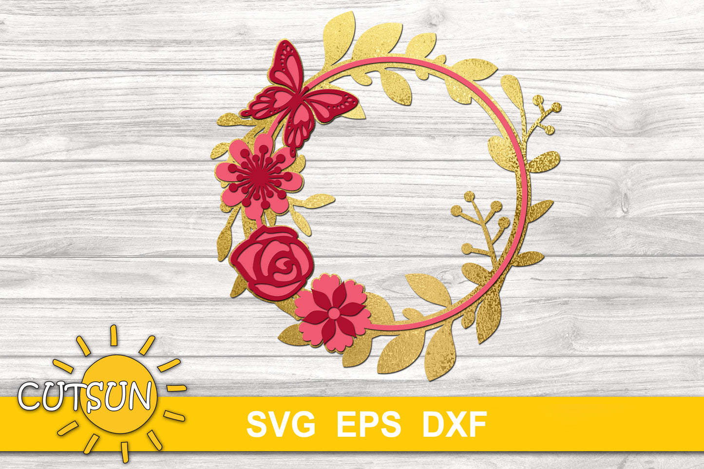 3D Layered Floral frame SVG