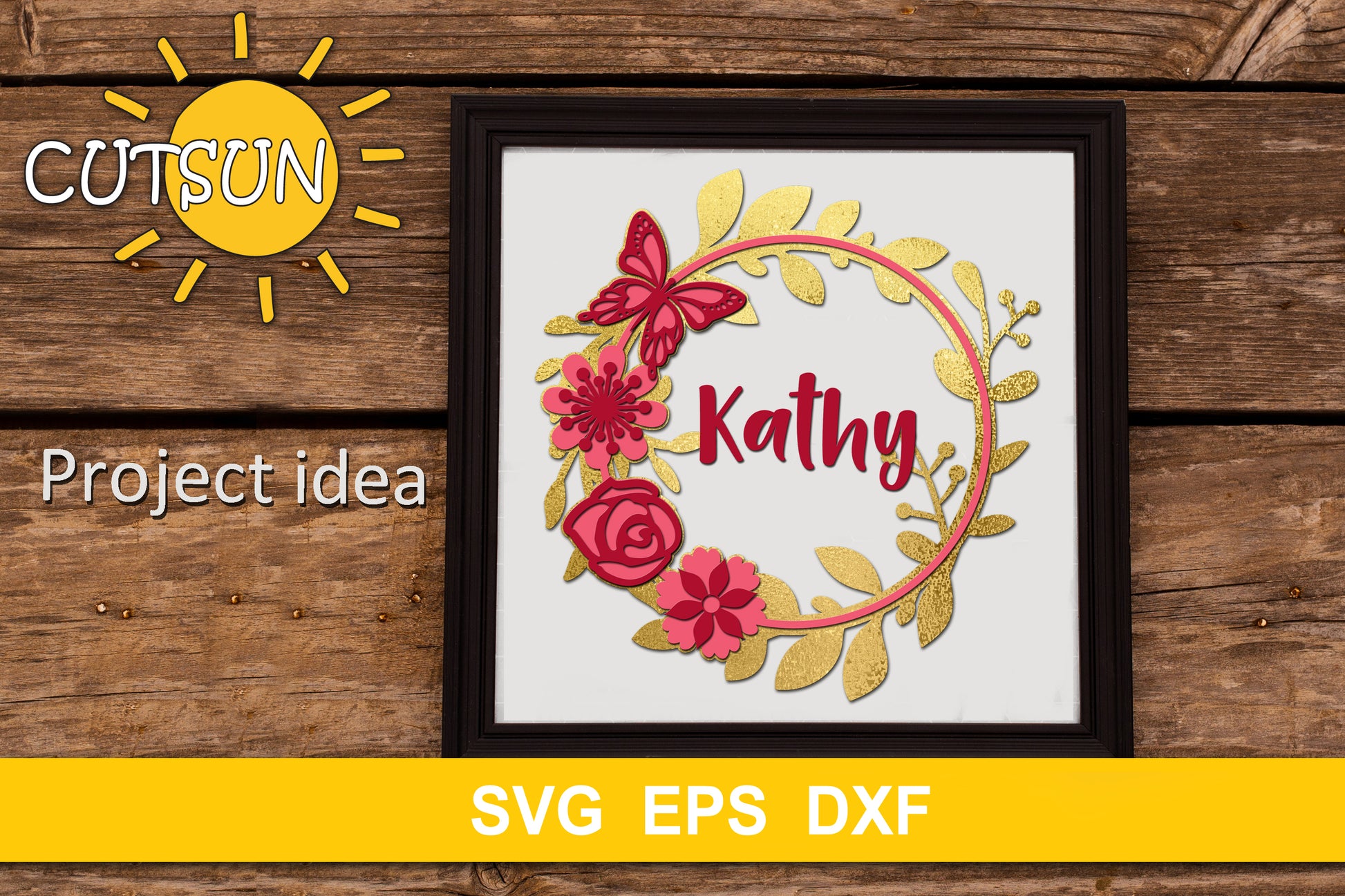 3D Layered Floral frame SVG