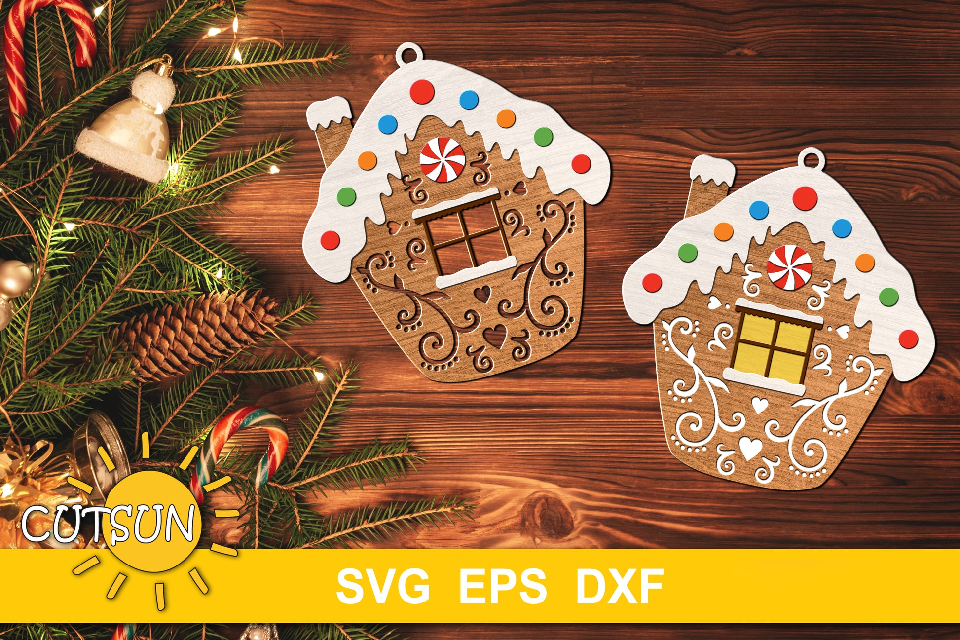 Gingerbread House Christmas Ornament SVG