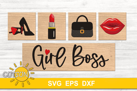 Girl boss leaning signs SVG bundle