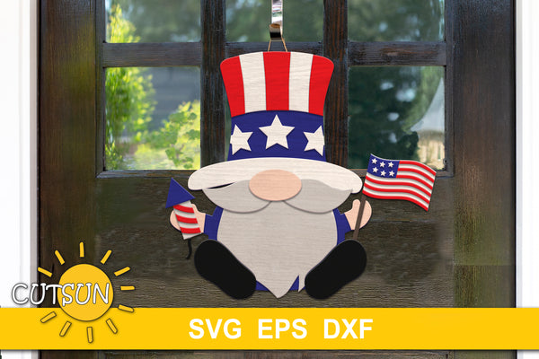 Patriotic Gnome Door Hanger SVG