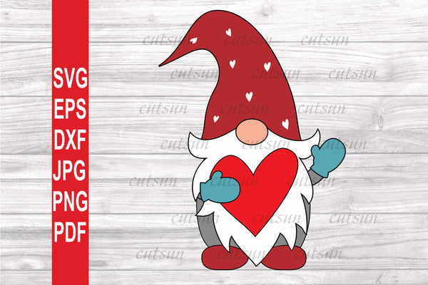 Gnome SVG | Love gnome SVG | Gnome with a heart cut file