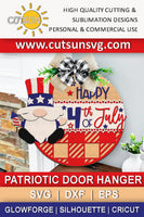 Patriotic Gnome Door Hanger SVG | Happy 4th of July SVG