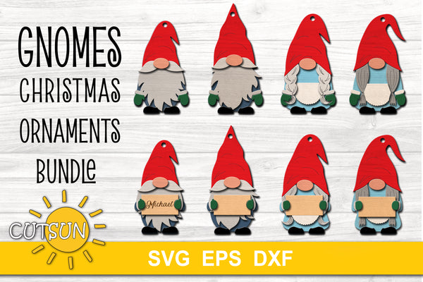 Gnomes Christmas ornaments SVG bundle