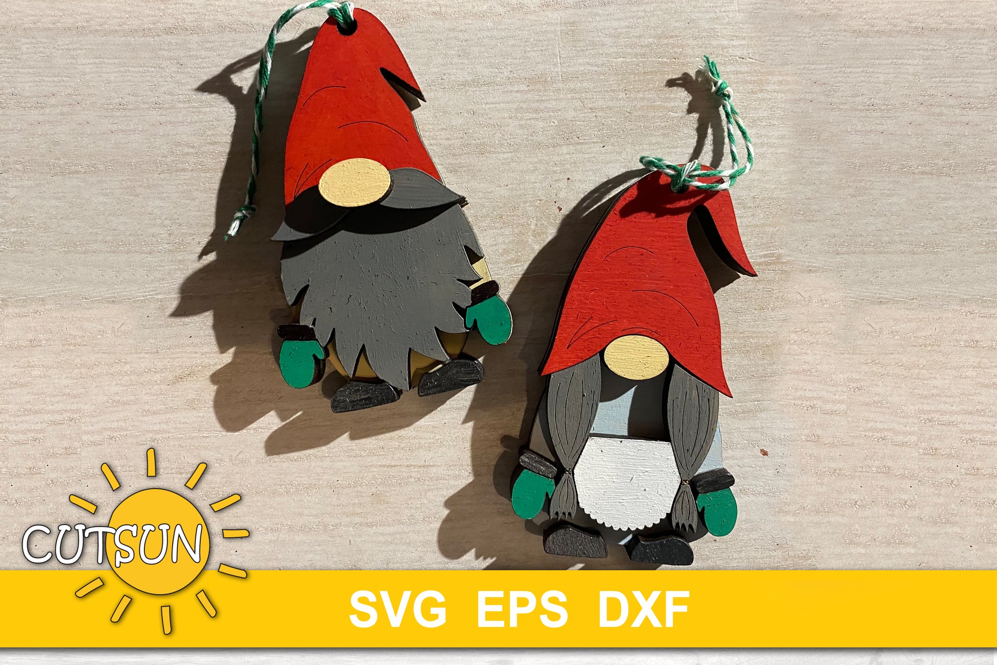 Gnomes Christmas ornaments SVG bundle