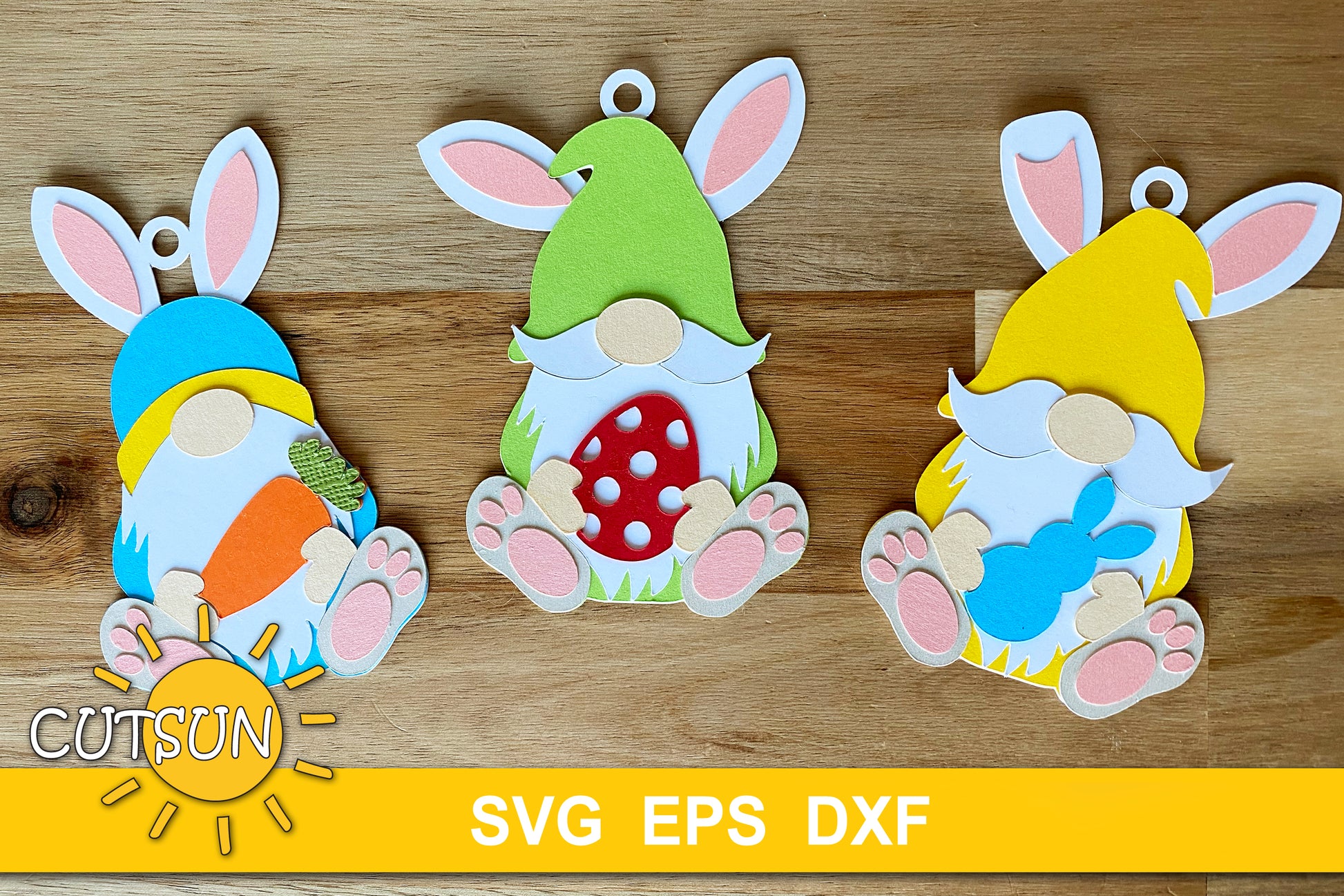 Easter ornaments Bunny gnomes SVG bundle
