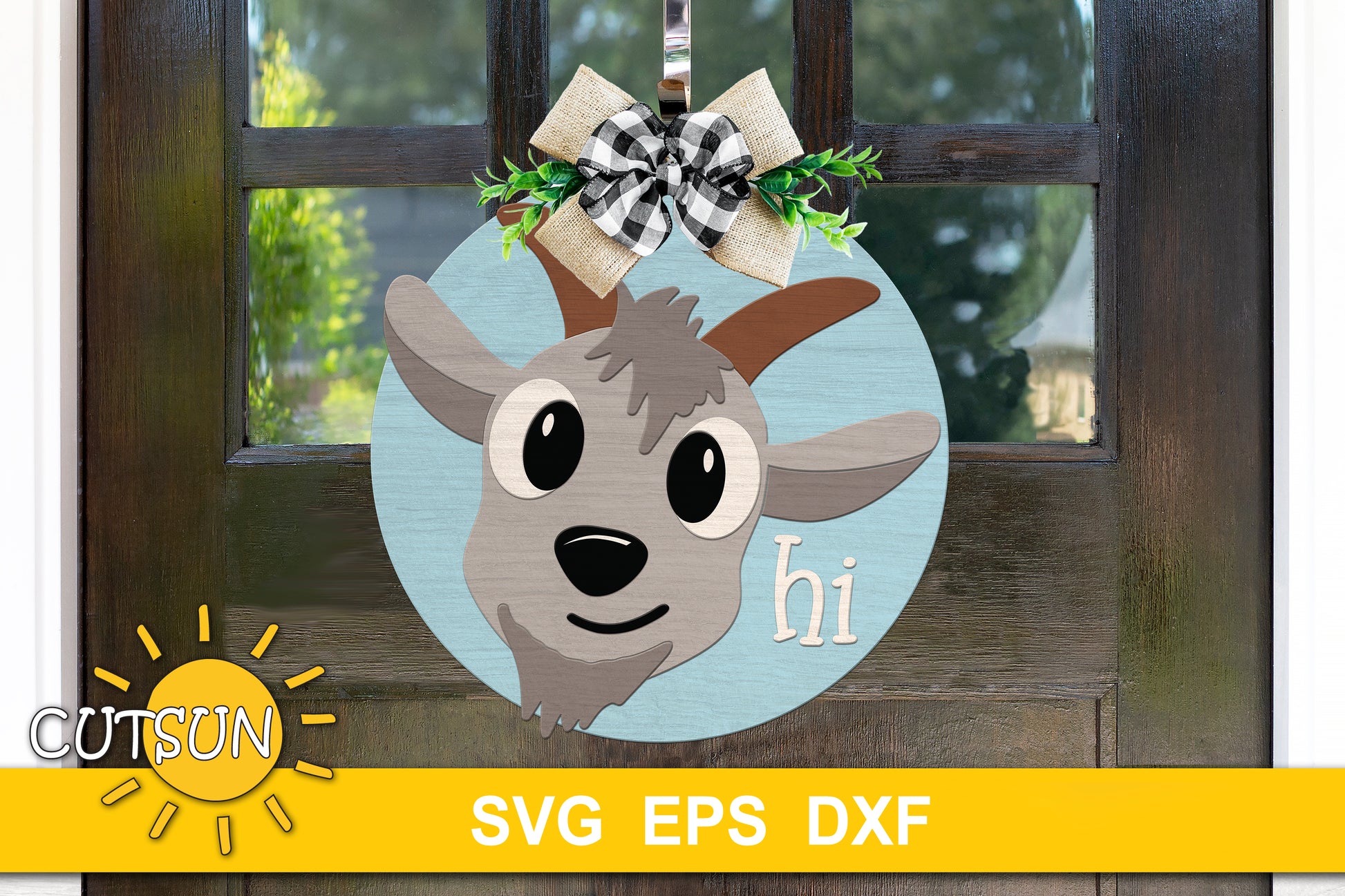 Goat hi door hanger svg