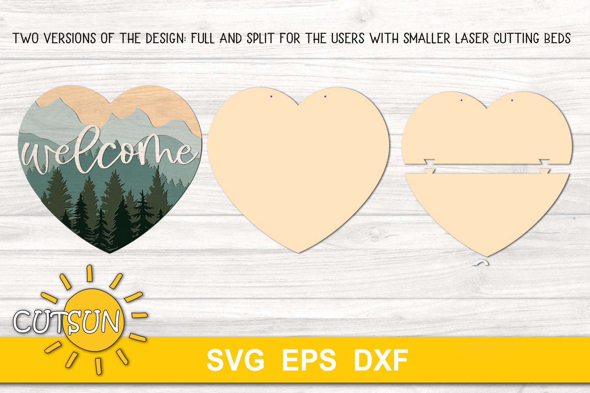 Mountains heart door hanger SVG