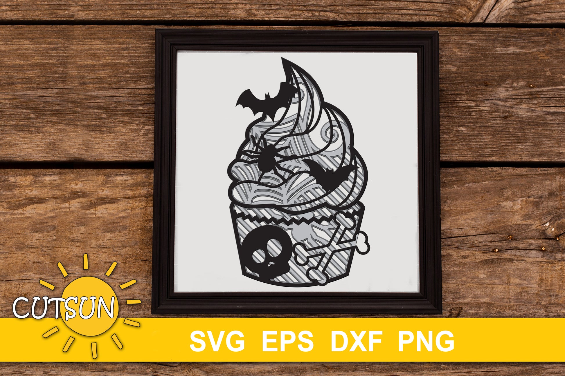 3D Layered Halloween Cupcake SVG