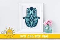 3D Layered Mandala Hamsa hand SVG - 5 layers
