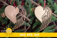 Memorial Christmas ornament SVG - heart and angel wing