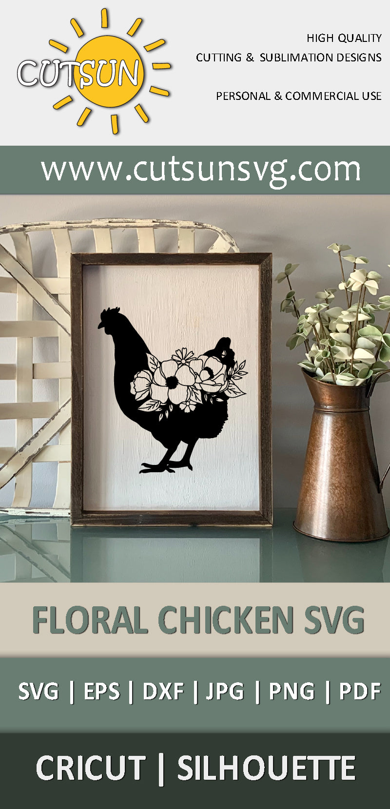 Floral Chicken SVG