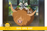 Highland cow door hanger SVG