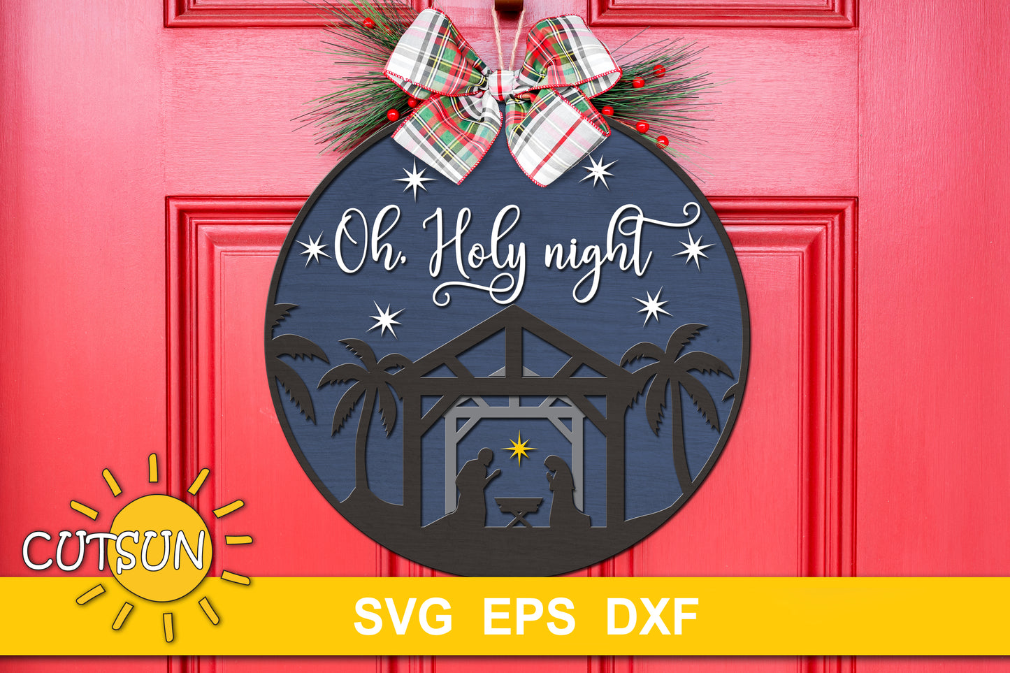 Oh Holy Night Round Sign SVG
