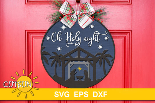 Oh Holy Night Round Sign SVG