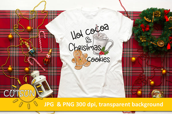 Hot Cocoa and Christmas Cookies Sublimation Design download