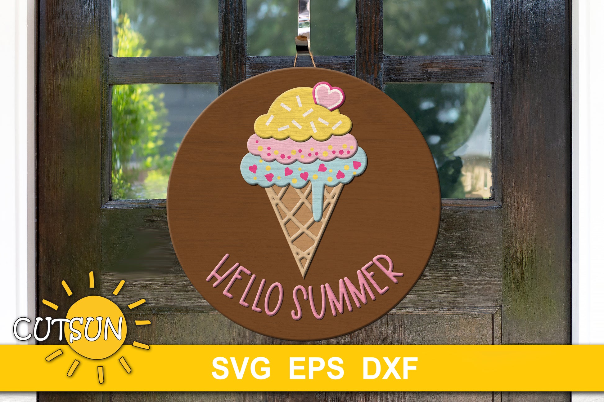 Icecream cone door hanger Hello Summer