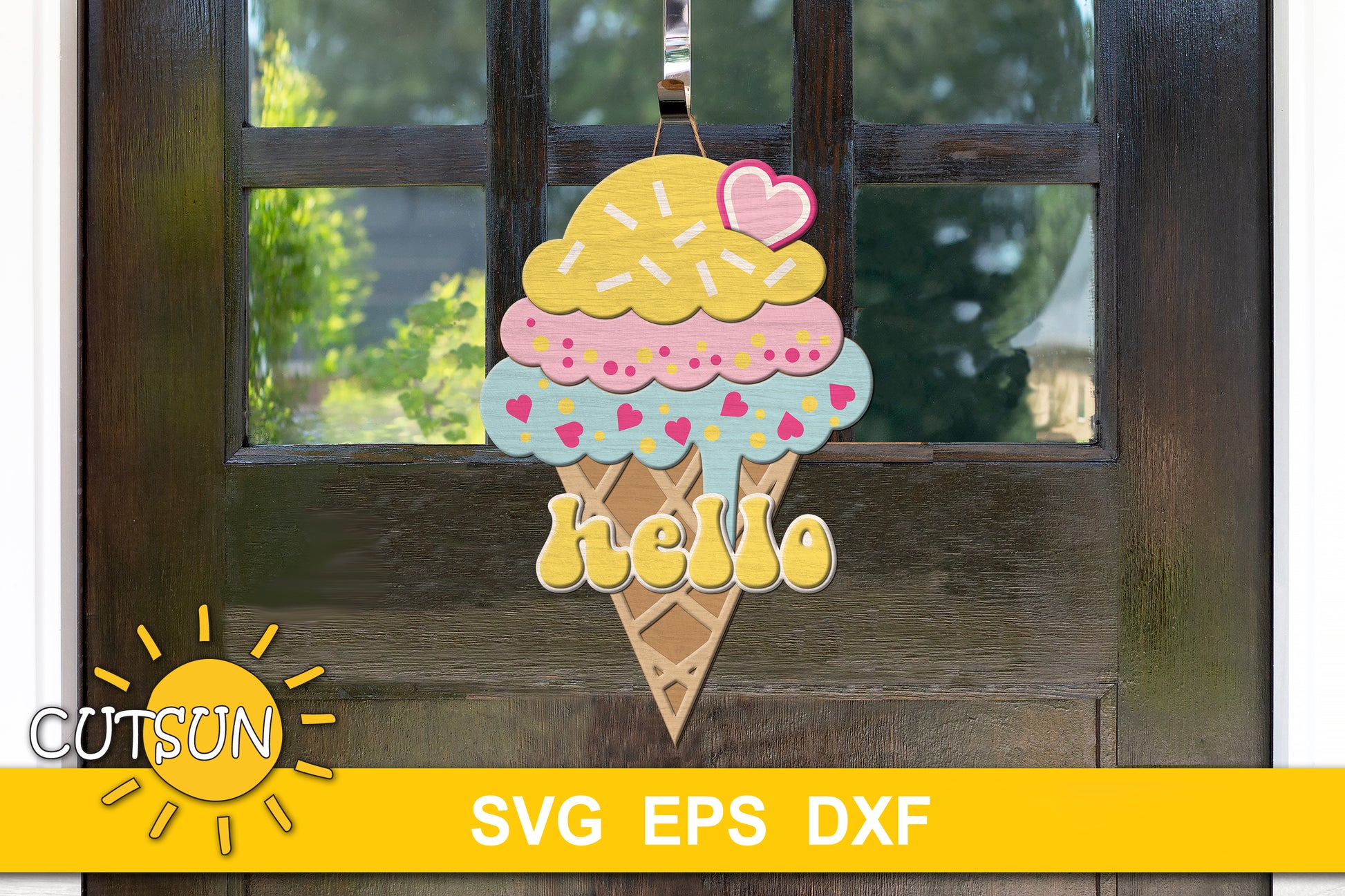 Ice cream cone door hanger svg