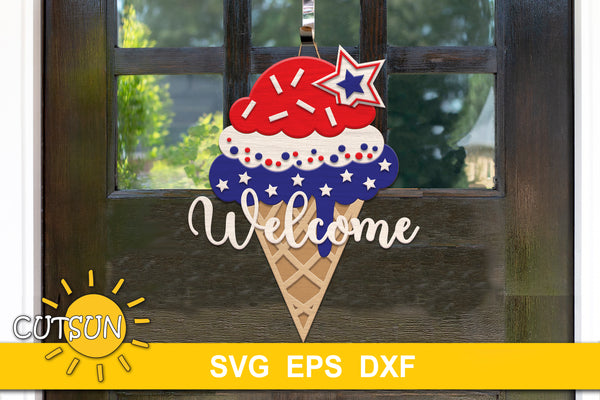 Ice cream door hanger SVG | Ice cream welcome sign SVG