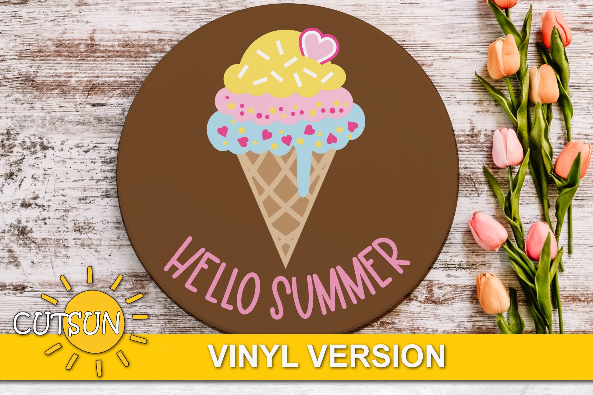 Icecream cone door hanger Hello Summer