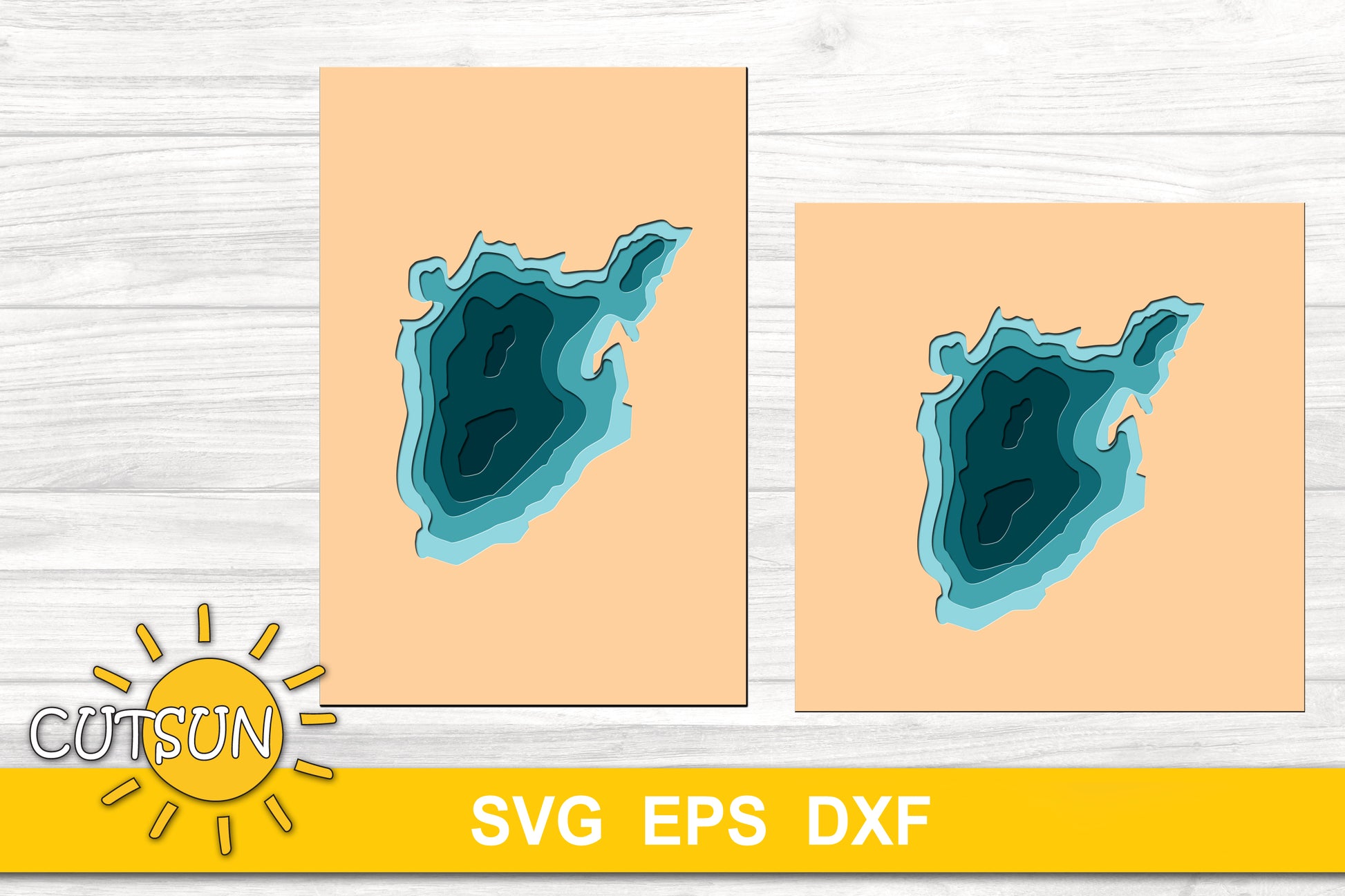3D Layered Indian Lake Michigan Depth Map SVG