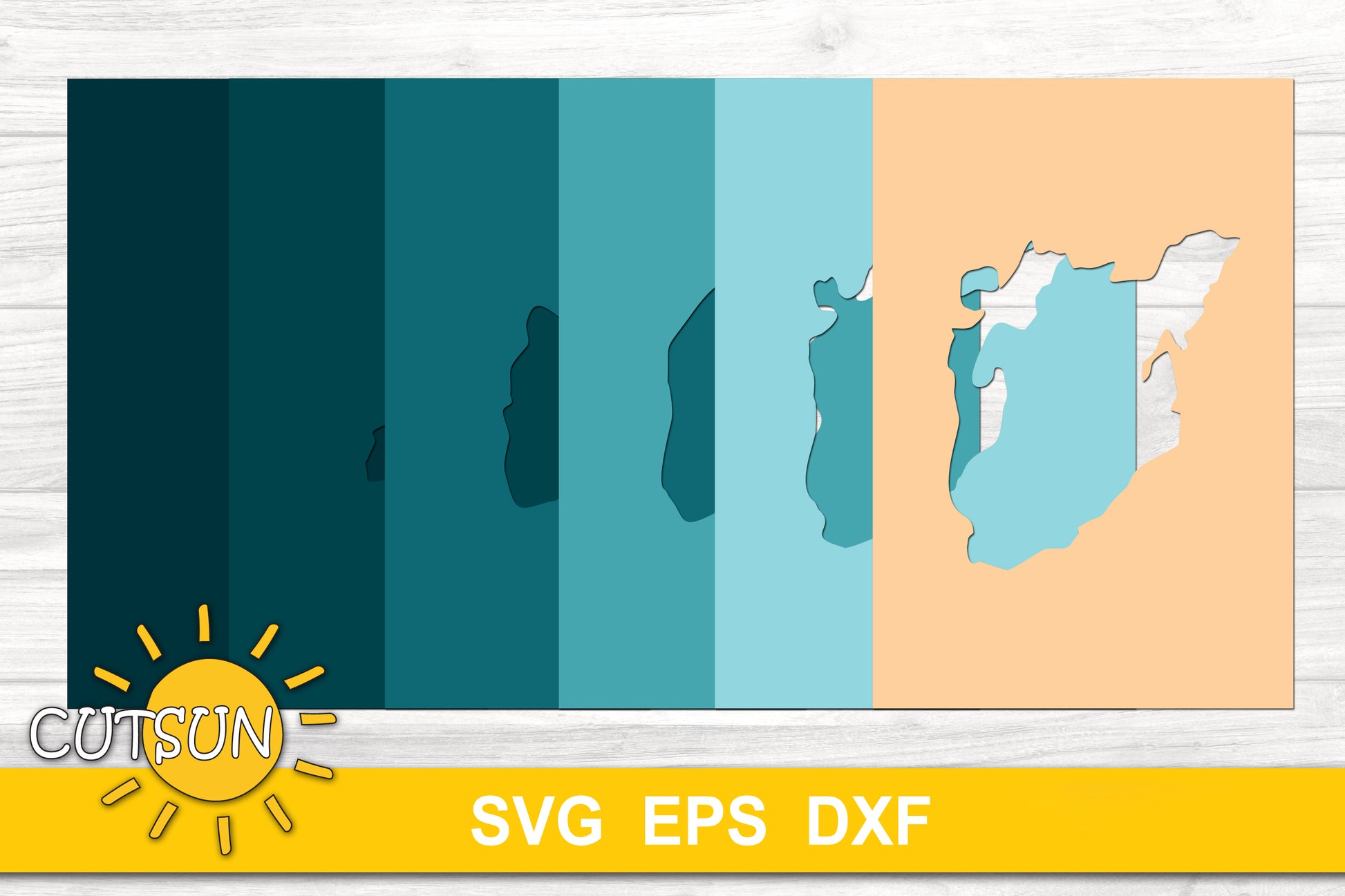 3D Layered Indian Lake Michigan Depth Map SVG