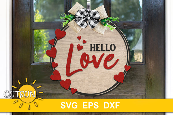 Valentine's Day Hello Love sign SVG freebie | Hello Love Door Hanger Free SVG
