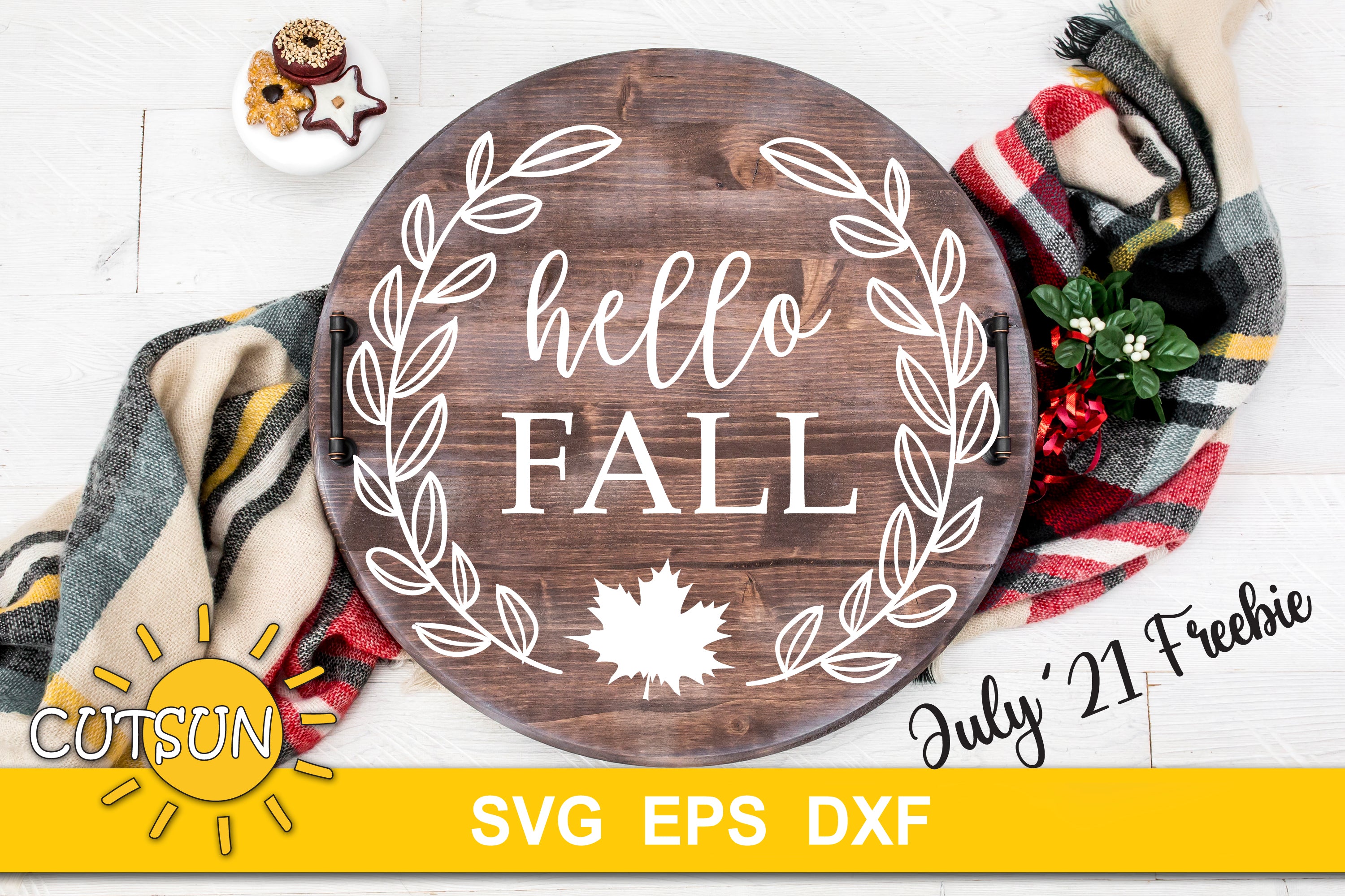 Hello Fall Round File Hello Fall round sign SVG freebie – Cutsunsvg