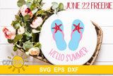 Hello Summer Door hanger with Flip Flops SVG