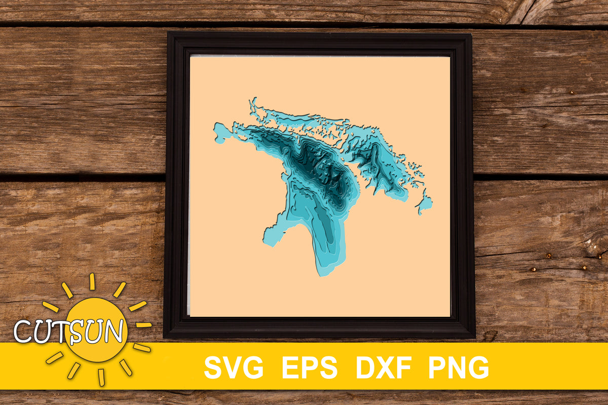 3D Layered Lake Huron depth map 9 layers Cutsunsvg