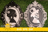 Skulls silhouettes in an oval frame SVG