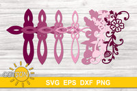 3D Layered Floral Cross SVG