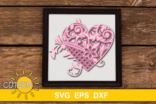 3D Layered Heart 3 layers SVG