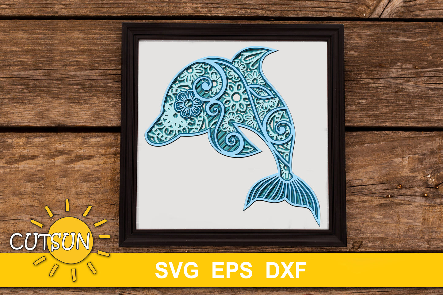 Layered ornate dolphin svg