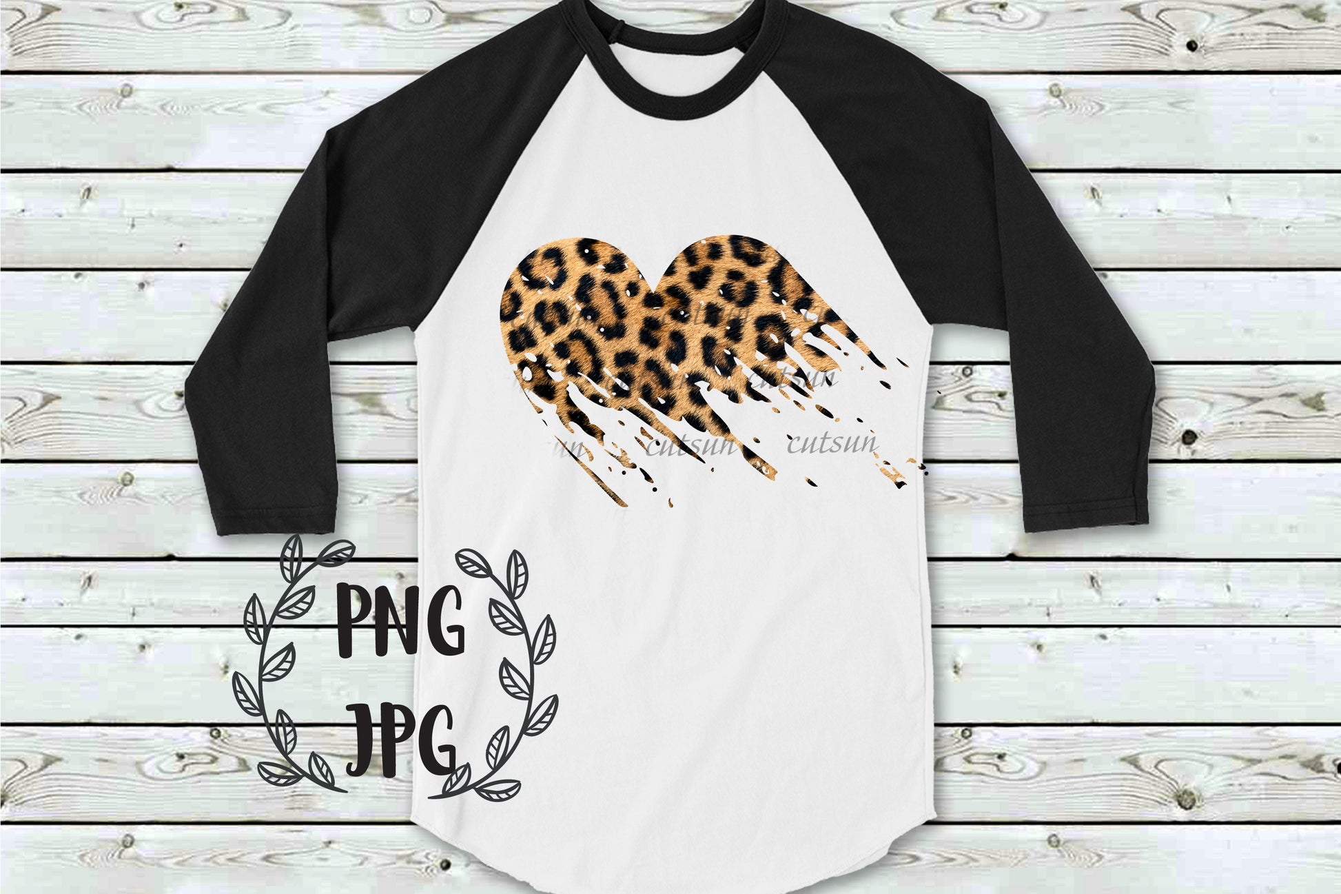 Distressed Leopard Heart sublimation design