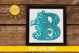 3D Alphabet Layered Mandala B -  3 layers cut file SVG