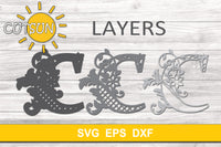 3D Alphabet Layered Mandala C -  3 layers cut file SVG